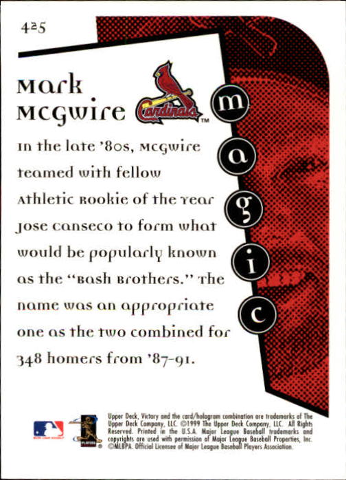 1999 Upper Deck Victory #425 Mark McGwire MM back image