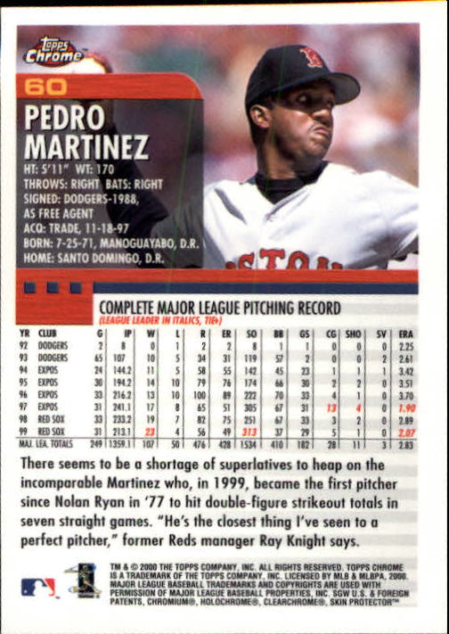 2000 Topps Chrome #60 Pedro Martinez back image