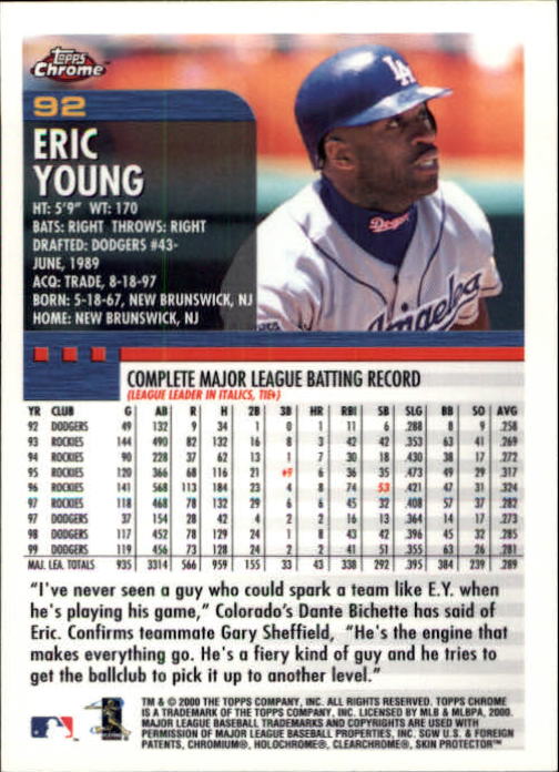 2000 Topps Chrome #92 Eric Young back image