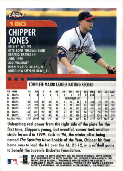 2000 Topps Chrome #180 Chipper Jones back image