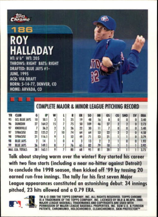 2000 Topps Chrome #186 Roy Halladay back image