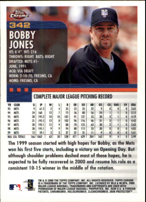 2000 Topps Chrome #342 Bobby Jones back image