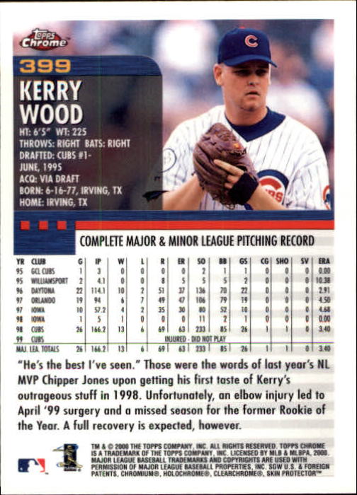 1998 Bowman Chrome #213 Kerry Wood - NM-MT