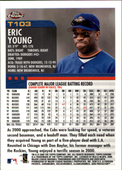 2000 Topps Chrome Traded #T103 Eric Young back image