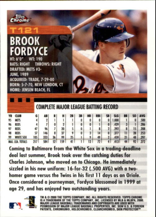 2000 Topps Chrome Traded #T121 Brook Fordyce back image