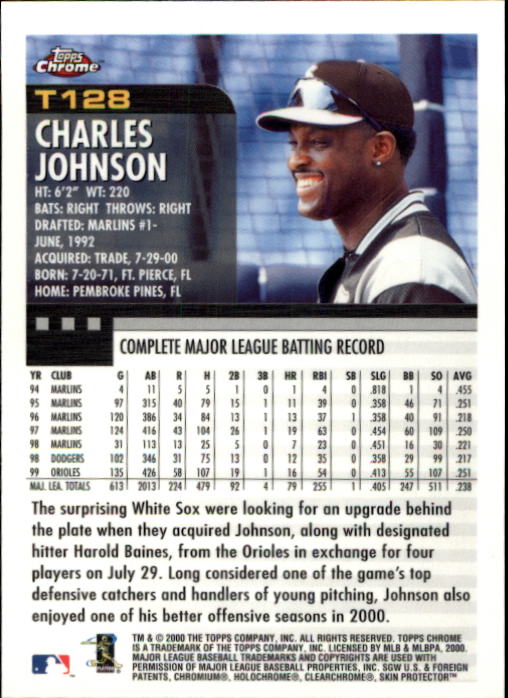 2000 Topps Chrome Traded #T128 Charles Johnson back image