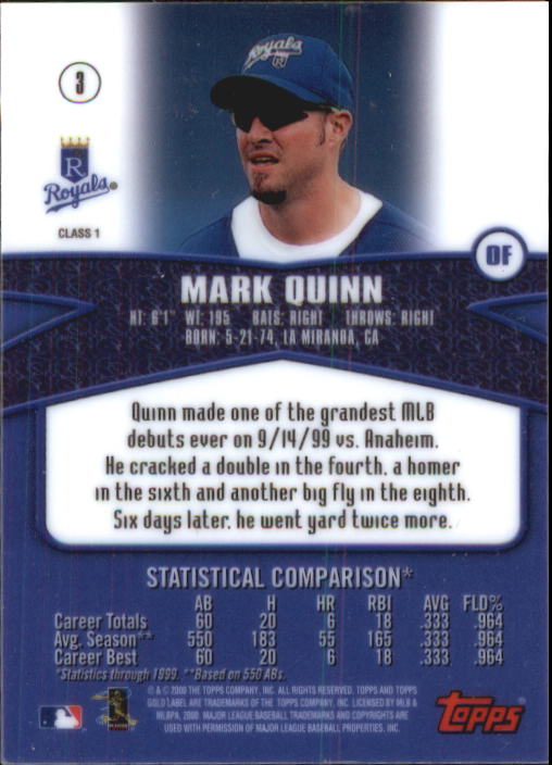 2000 Topps Gold Label Class 1 #3 Mark Quinn back image