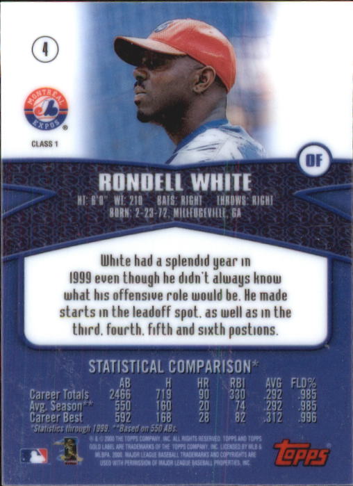 2000 Topps Gold Label Class 1 #4 Rondell White back image