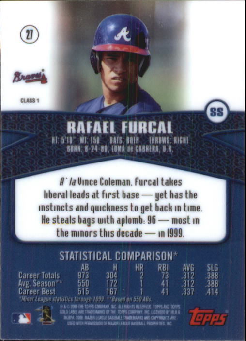 2000 Topps Gold Label Class 1 #27 Rafael Furcal back image