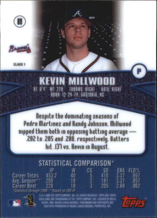 2000 Topps Gold Label Class 1 #89 Kevin Millwood back image
