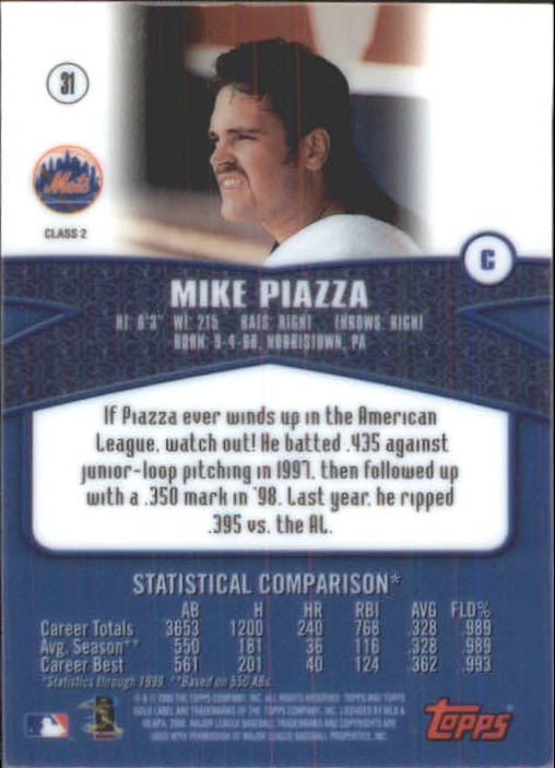 2000 Topps Gold Label Class 2 #31 Mike Piazza back image