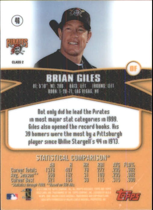 2000 Topps Gold Label Class 2 #46 Brian Giles back image