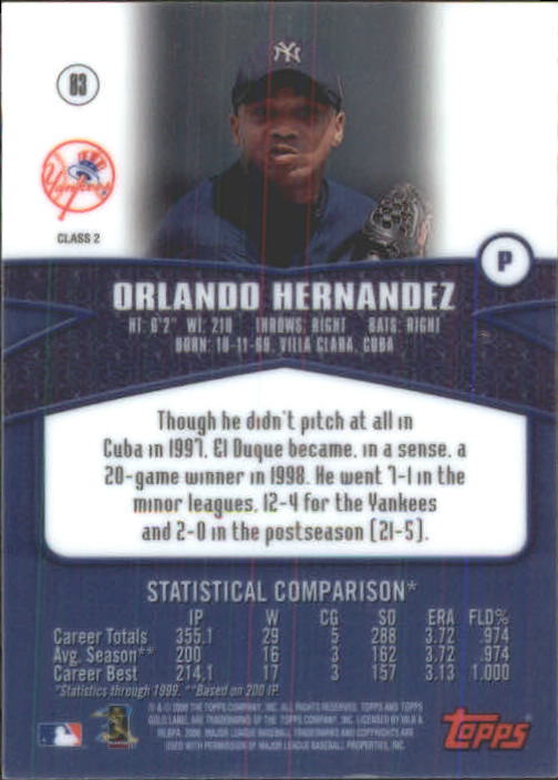 2000 Topps Gold Label Class 2 #83 Orlando Hernandez back image