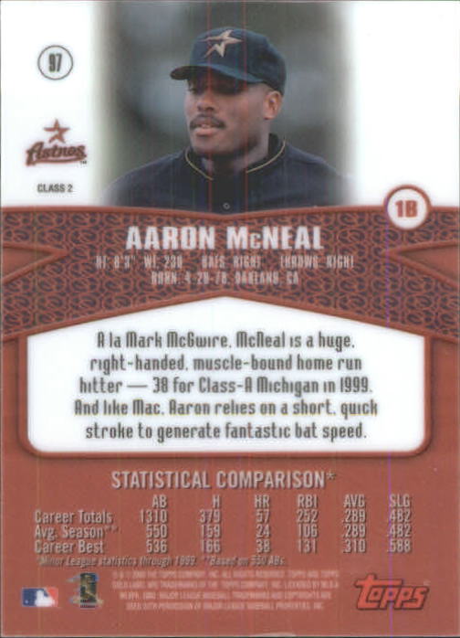2000 Topps Gold Label Class 2 #97 Aaron McNeal back image