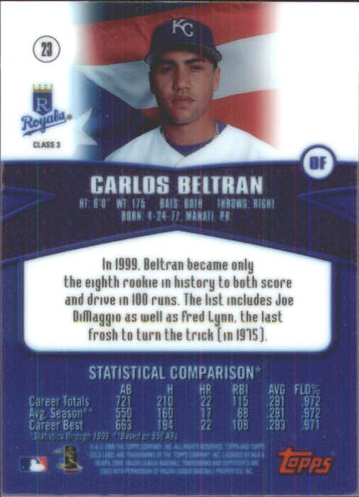 2000 Topps Gold Label Class 3 #23 Carlos Beltran back image