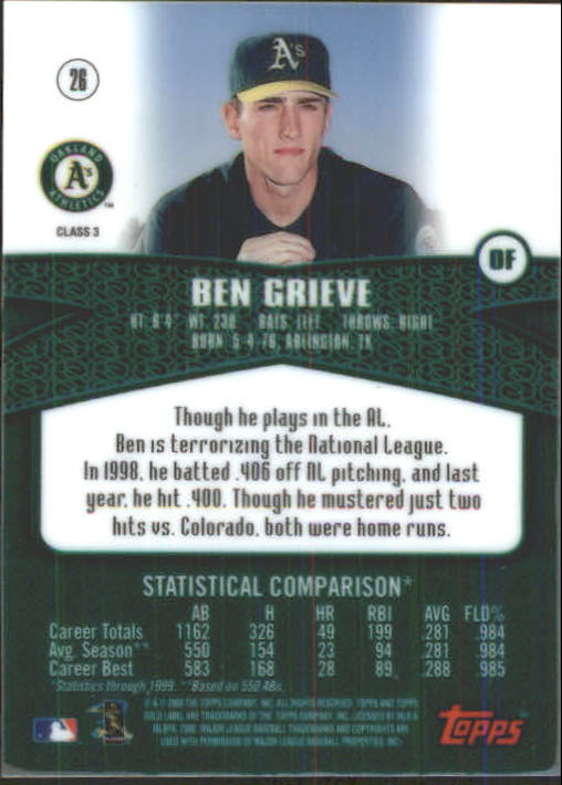 A6677- 2000 Topps Gold Label BB #s 1-100 +Inserts -You Pick- 15+ FREE US SHIP - Picture 331 of 425