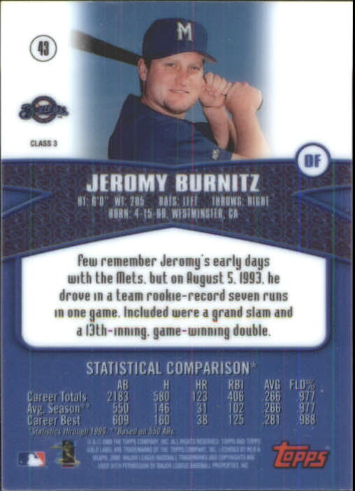A6677- 2000 Topps Gold Label BB #s 1-100 +Inserts -You Pick- 15+ FREE US SHIP - Picture 349 of 425