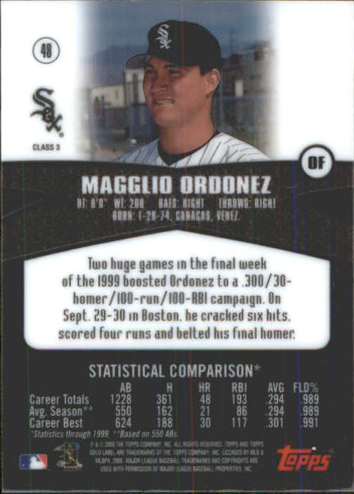 2000 Topps Gold Label Class 3 #48 Magglio Ordonez back image