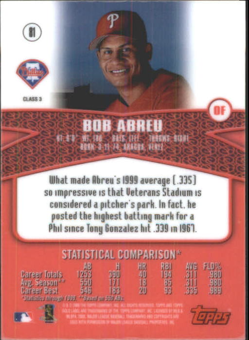 A6677- 2000 Topps Gold Label BB #s 1-100 +Inserts -You Pick- 15+ FREE US SHIP - Picture 405 of 425