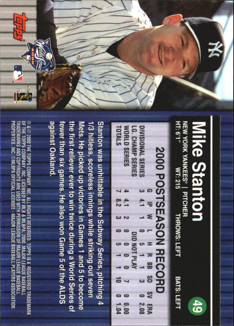 2000 Topps Subway Series #49 Mike Stanton back image