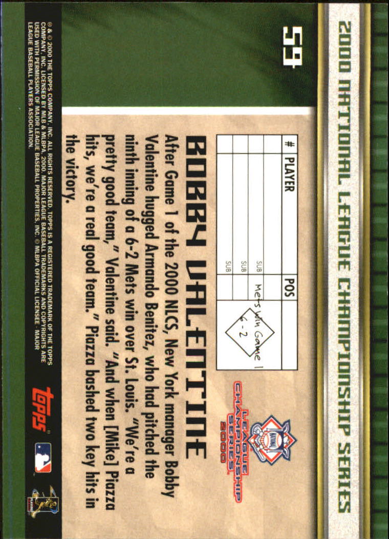 B6083- 2000 Topps Subway Serie Mets Yankees 1-100 -du Pick- 15 + Gratis US - Bild 69 von 131
