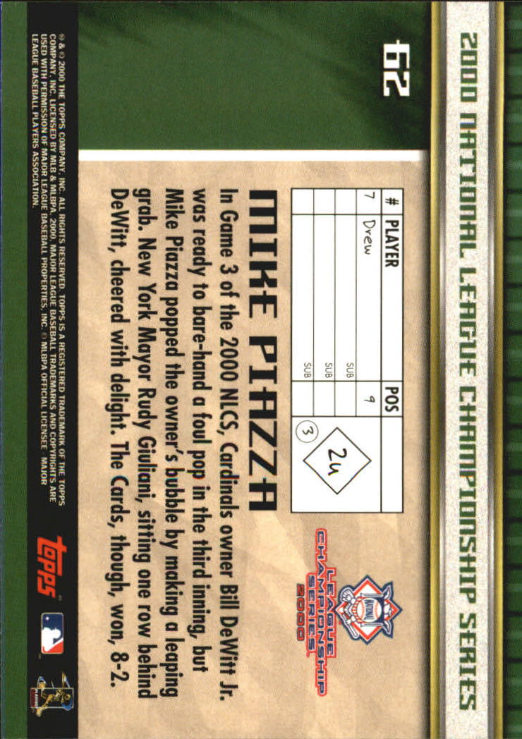 2000 Topps Subway Series #62 Mike Piazza back image