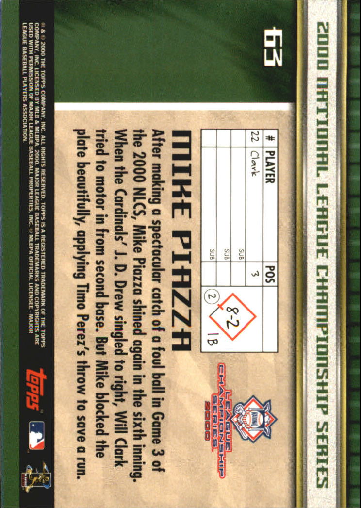2000 Topps Subway Series #63 Mike Piazza back image