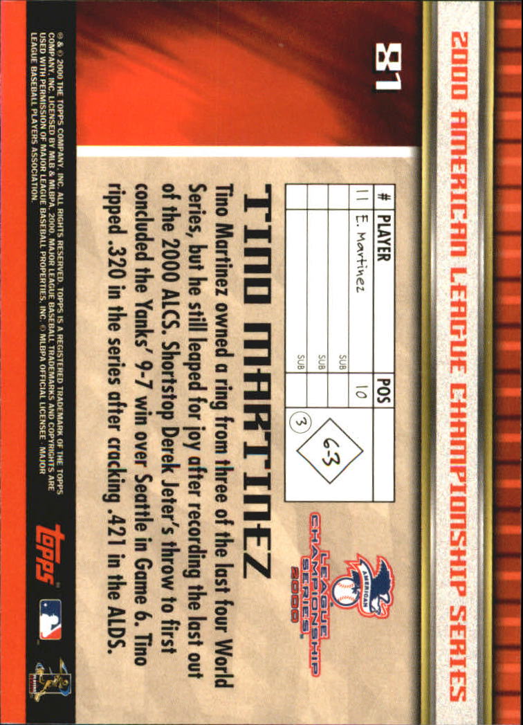 B6083- 2000 Topps Subway Serie Mets Yankees 1-100 -du Pick- 15 + Gratis US - Bild 105 von 131