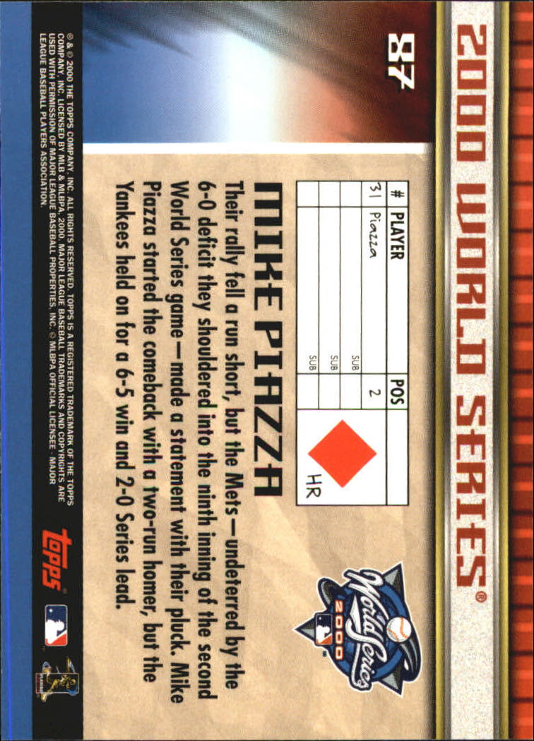 B6083- 2000 Topps Subway Serie Mets Yankees 1-100 -du Pick- 15 + Gratis US - Bild 117 von 131
