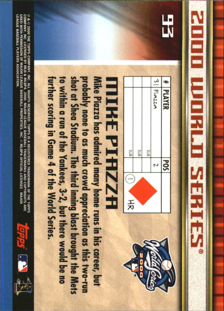B6083- 2000 Topps Subway Serie Mets Yankees 1-100 -du Pick- 15 + Gratis US - Bild 125 von 131