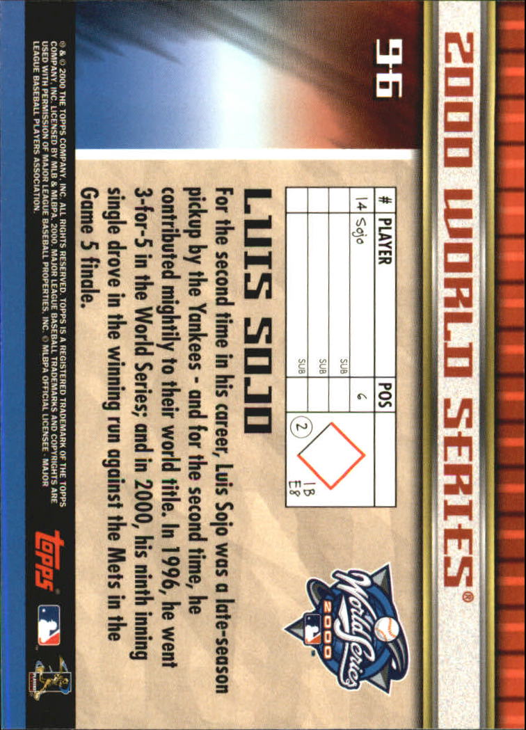 B6083- 2000 Topps Subway Serie Mets Yankees 1-100 -du Pick- 15 + Gratis US - Bild 129 von 131