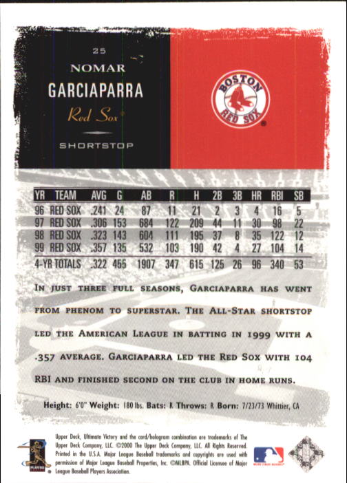 2000 Ultimate Victory #25 Nomar Garciaparra back image