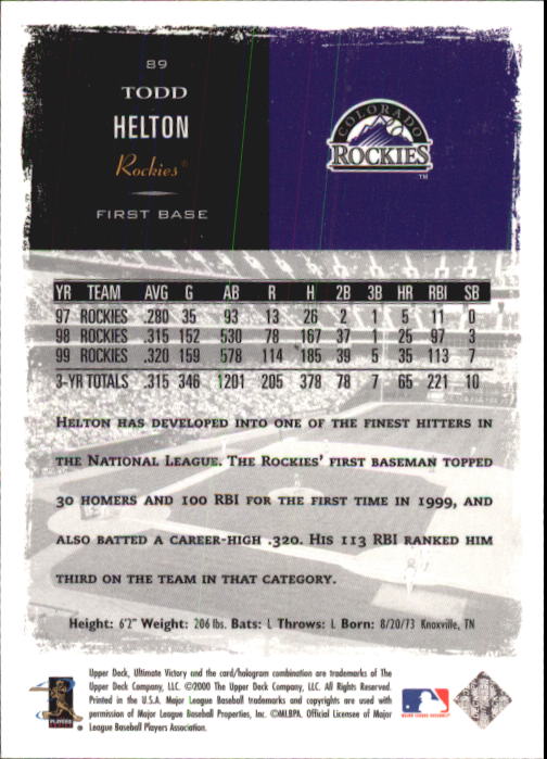 TODD HELTON - 1997 Bowman's Best - #109 - Rockies - $1.00 Shipping 