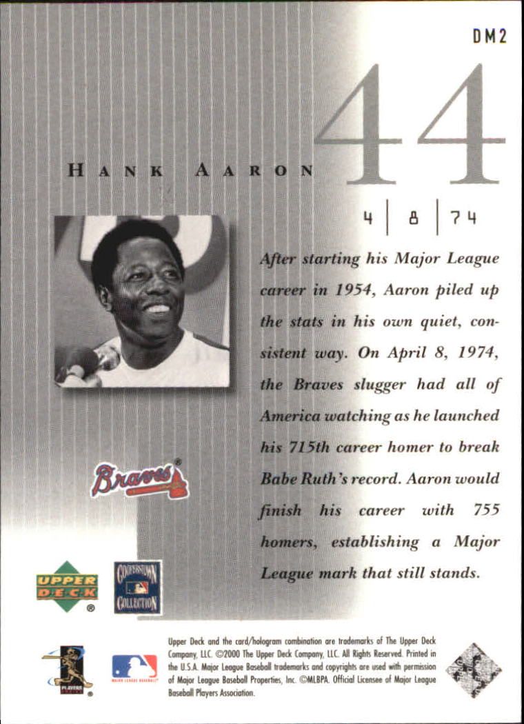2000 Upper Deck Legends Defining Moments #DM2 Hank Aaron back image