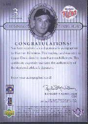 2000 Upper Deck Legends Legendary Signatures #SHK Harmon Killebrew back image