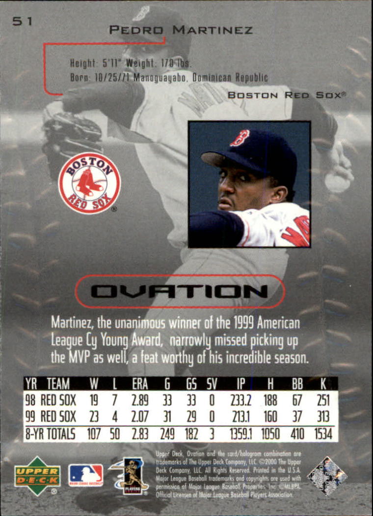 2000 Ovation #51 Pedro Martinez at 's Sports Collectibles Store