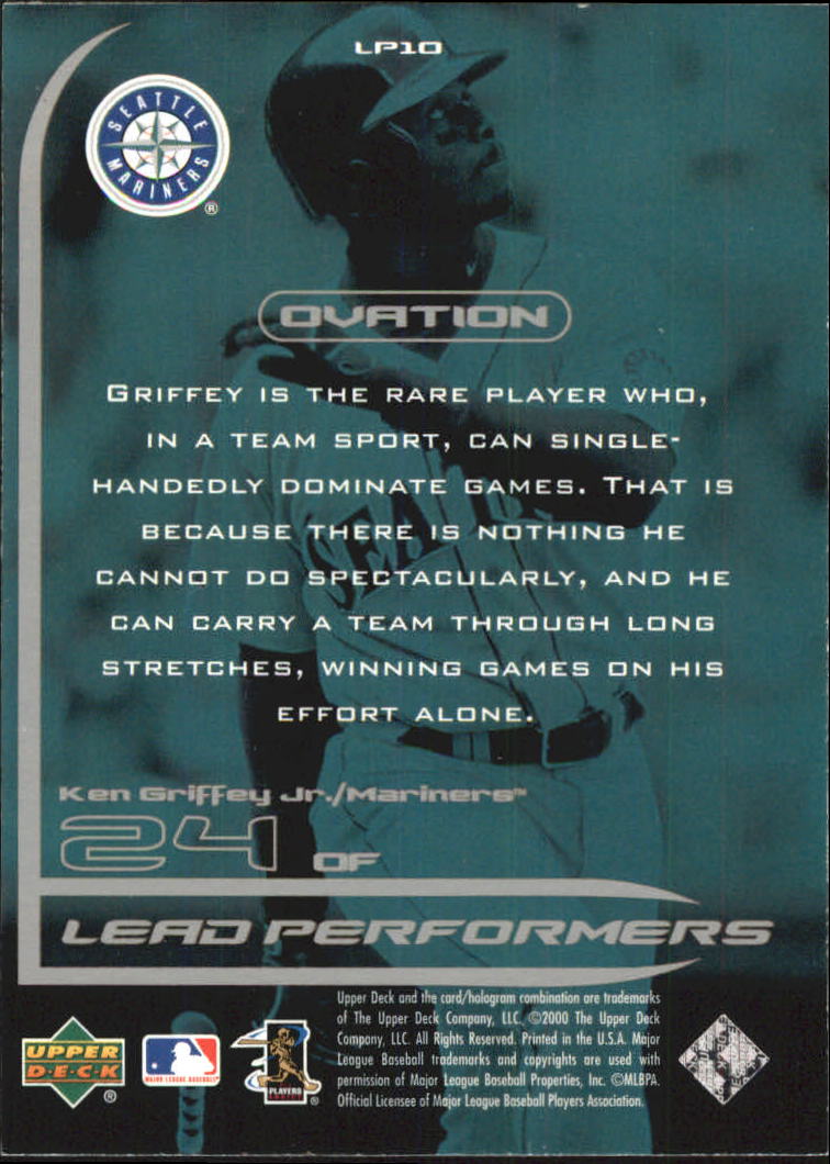 2000 Upper Deck Ovation Lead Performers #LP10 Ken Griffey Jr. back image