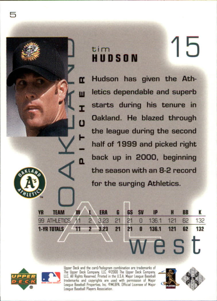 2000 Upper Deck Pros and Prospects #5 Tim Hudson back image