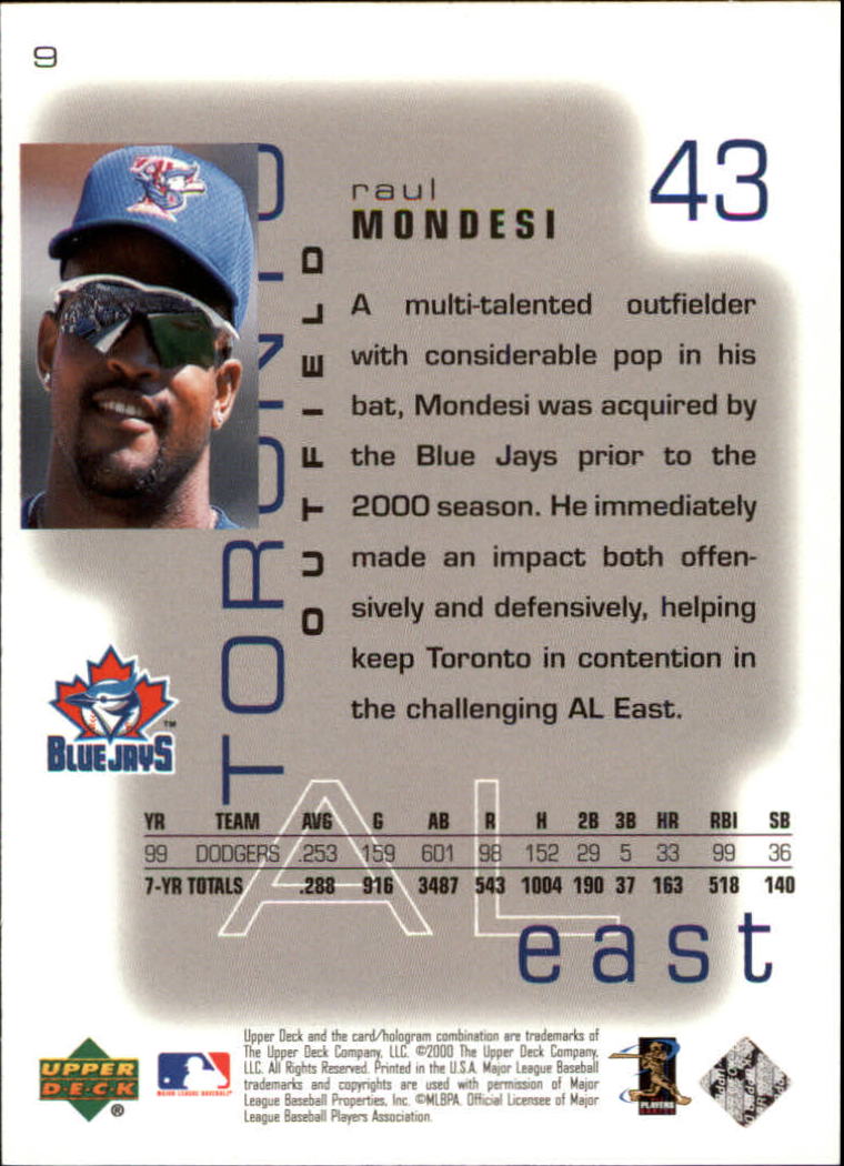 2000 Upper Deck Pros and Prospects #9 Raul Mondesi back image