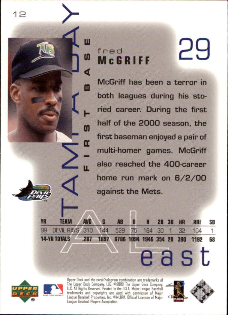 2000 Upper Deck Pros and Prospects #12 Fred McGriff back image