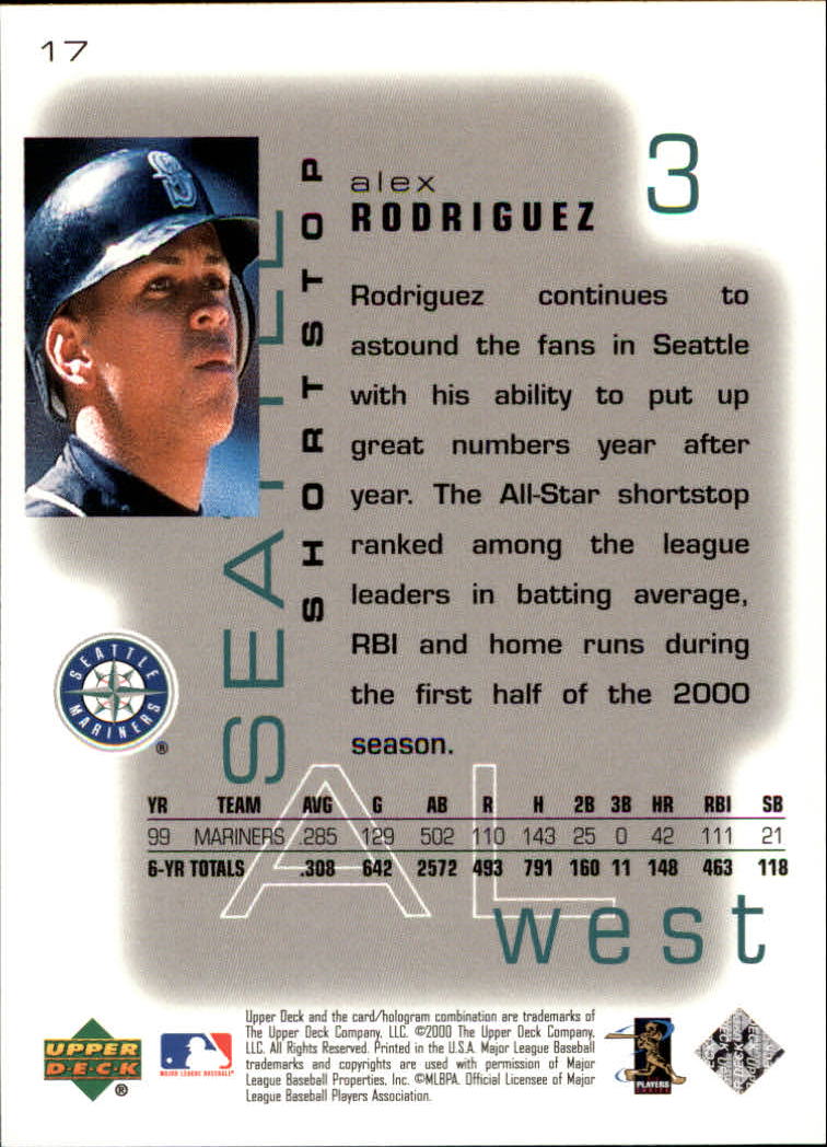 2000 Upper Deck Pros and Prospects #17 Alex Rodriguez back image