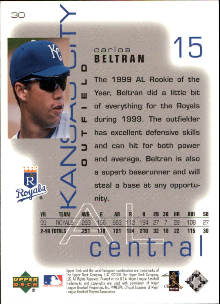 2000 Upper Deck Pros and Prospects #30 Carlos Beltran back image