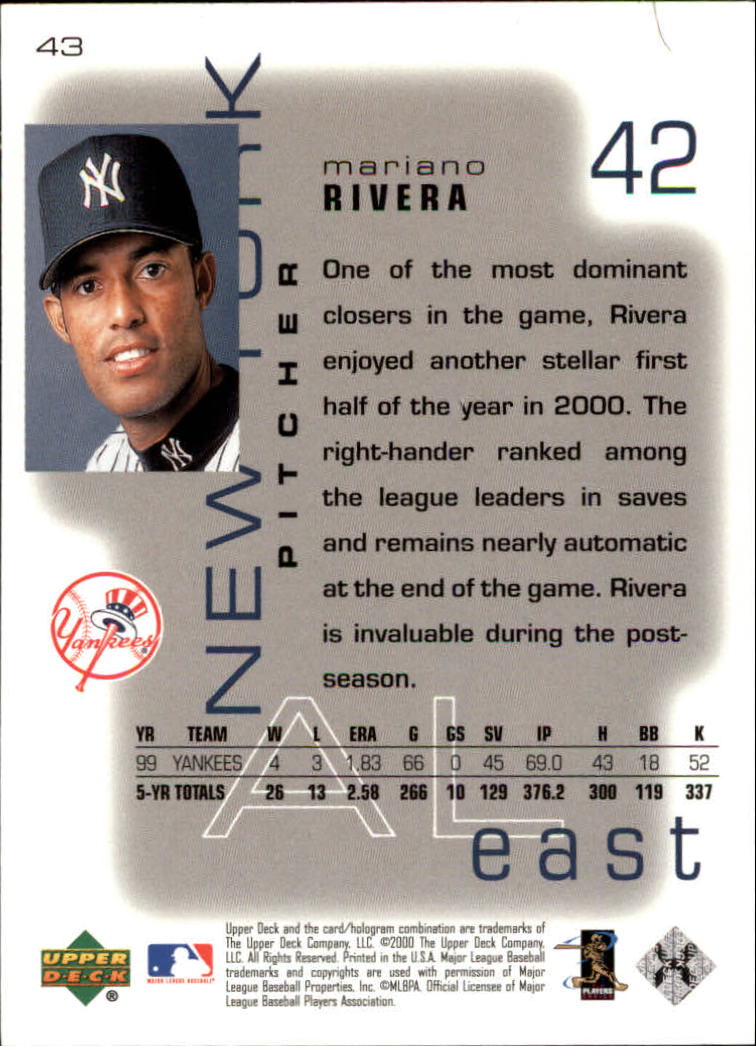 2000 Upper Deck Pros and Prospects #43 Mariano Rivera back image