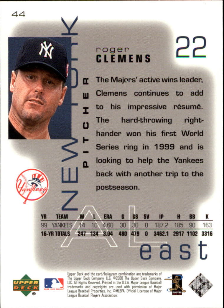 2000 Upper Deck Pros and Prospects #44 Roger Clemens back image