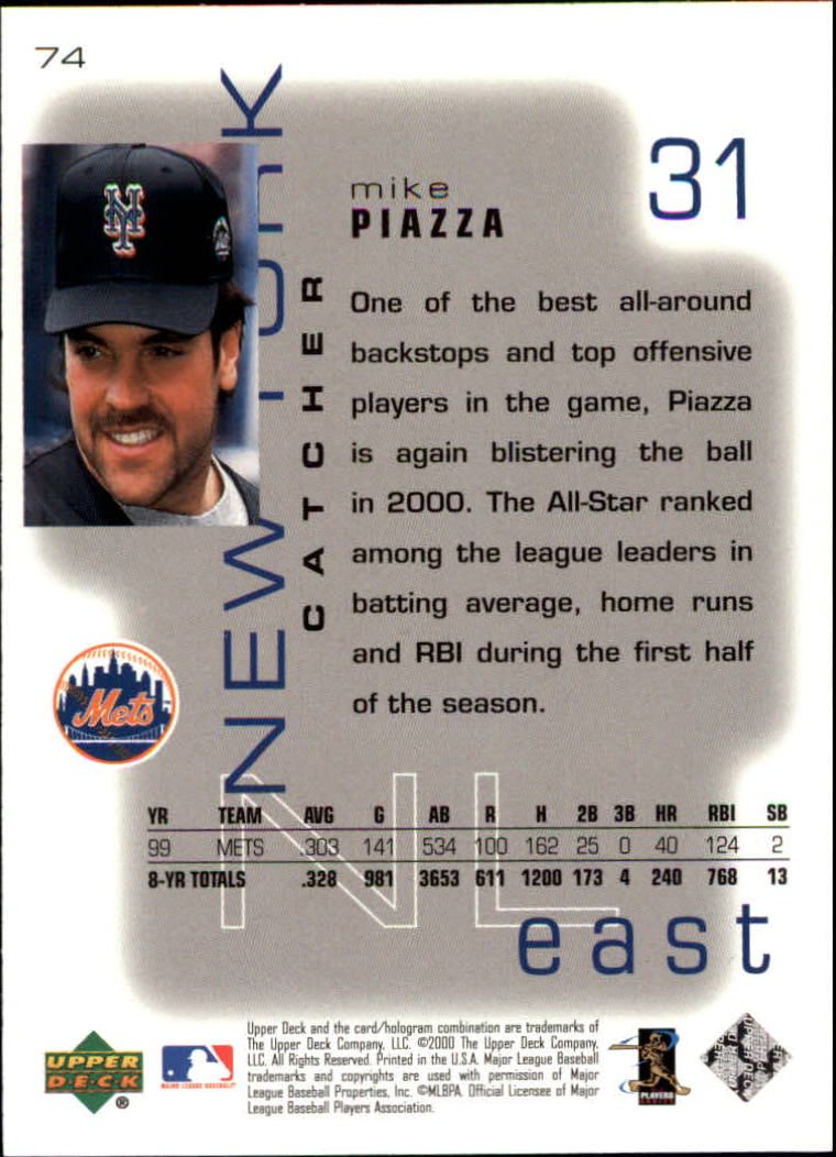 2000 Upper Deck Pros and Prospects #74 Mike Piazza back image