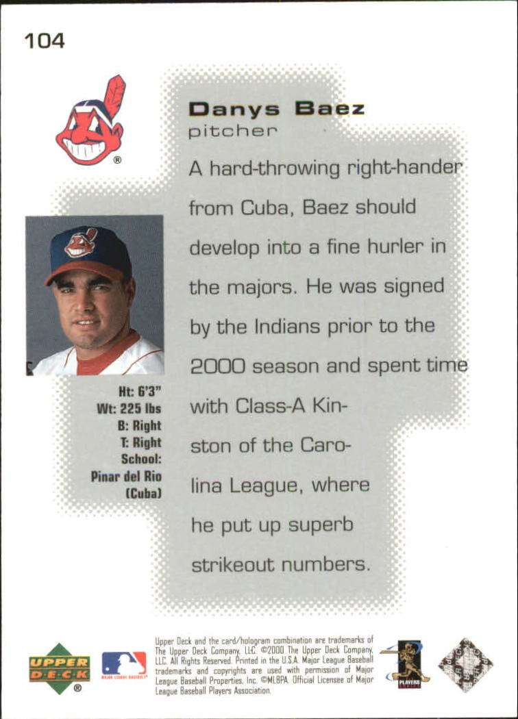 2000 Upper Deck Pros and Prospects #104 Danys Baez PS RC back image