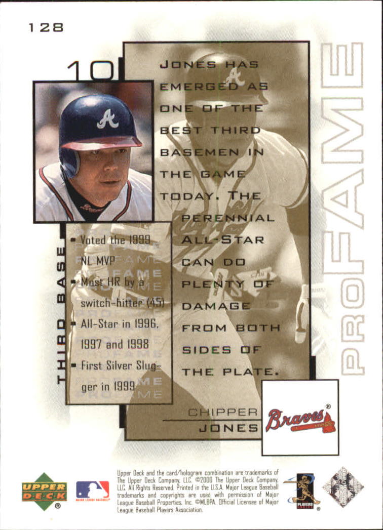 2000 Upper Deck Pros and Prospects #128 Chipper Jones PF back image