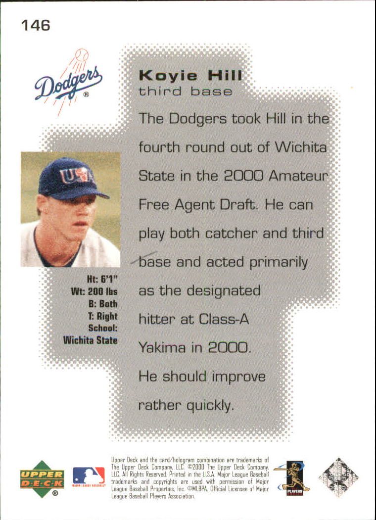 2000 Upper Deck Pros and Prospects #146 Koyie Hill PS RC back image