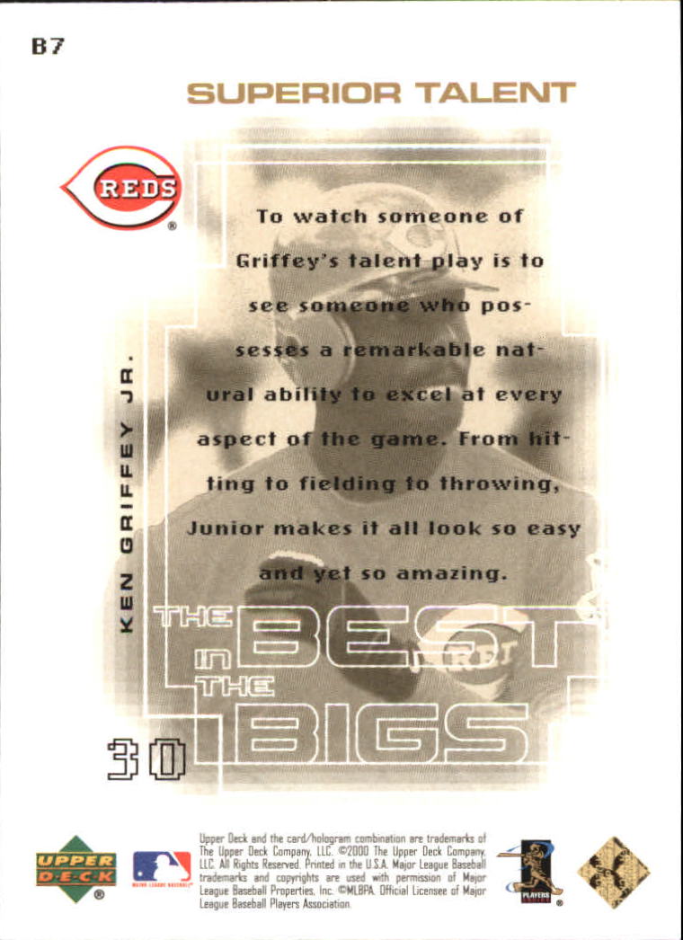 2000 Upper Deck Pros and Prospects Best in the Bigs #B7 Ken Griffey Jr. back image