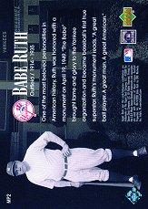 2000 Upper Deck Yankees Legends Monument Park #MP2 Babe Ruth back image